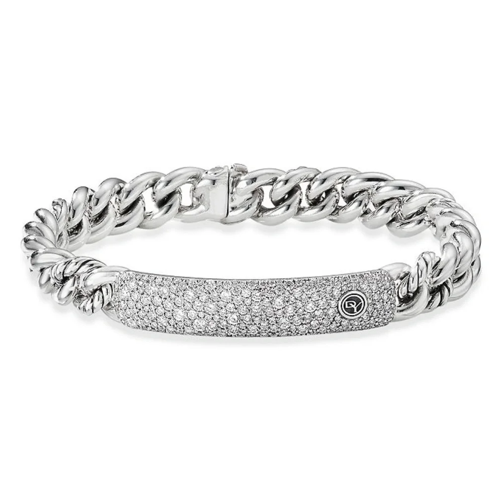 AUTHENTIC David Yurman Belmont Curb Link ID Bracelet w/Diamonds - Picture 2 of 9